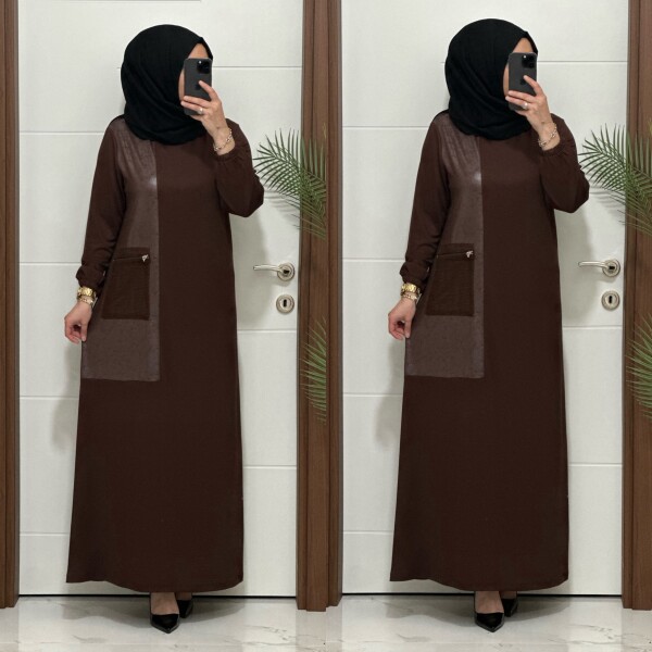 2818 K 160 KAHVERENK YENİ SEZON FİLE CEPLİ OYSHO ELBİSE - 3