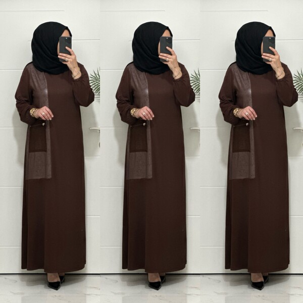 2818 K 160 KAHVERENK YENİ SEZON FİLE CEPLİ OYSHO ELBİSE - 4