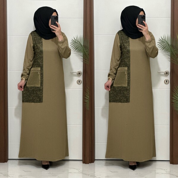 2818 K 160 YAG YESİLİ YENİ SEZON FİLE CEPLİ OYSHO ELBİSE - 2