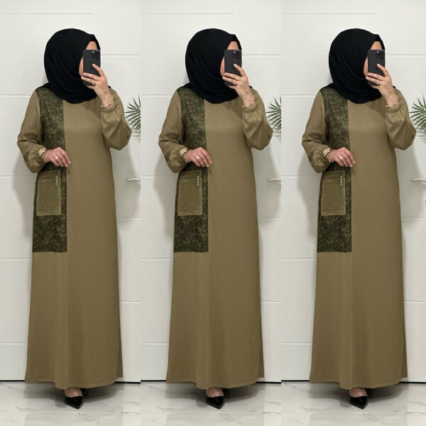 2818 K 160 YAG YESİLİ YENİ SEZON FİLE CEPLİ OYSHO ELBİSE - 3