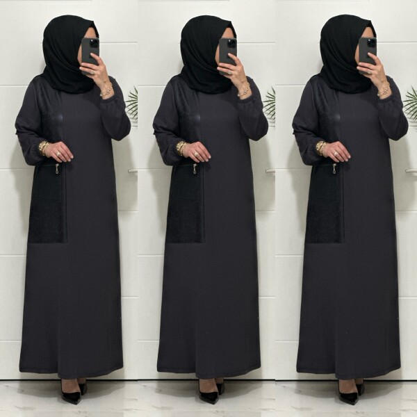 2818 K 160 GRİ YENİ SEZON FİLE CEPLİ OYSHO ELBİSE - 4