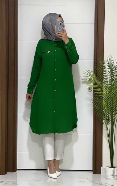 3125 K60 BENETTON TAŞ DETAY TUNİK - MODA ALMİRA