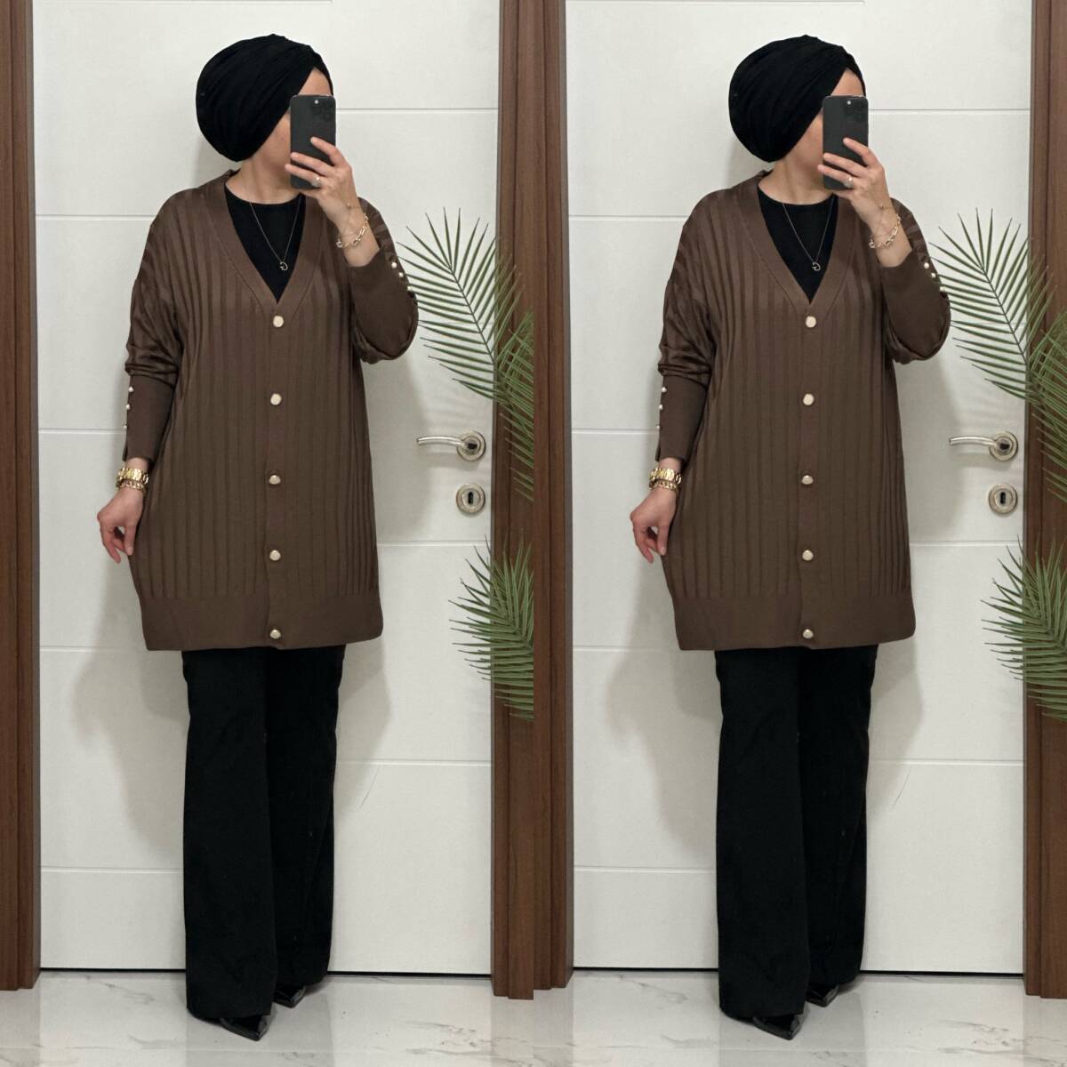 3311 K 50 KAHVE PINAR TRİKO HIRKA - 3