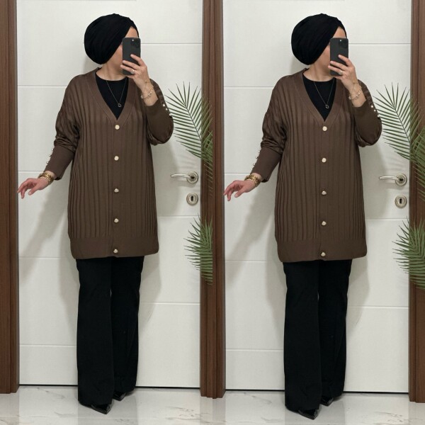 3311 K 50 KAHVE PINAR TRİKO HIRKA - 4