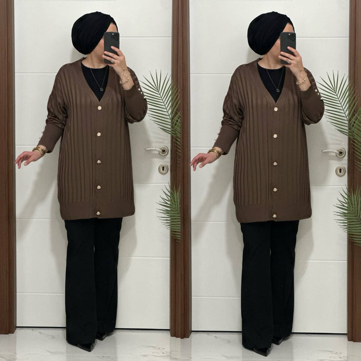 3311 K 50 KAHVE PINAR TRİKO HIRKA - 4