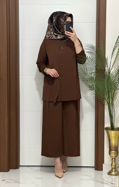 4445 K 150 KAHVE ÇAPRAZ SANDY TAKIM - MODA ALMİRA