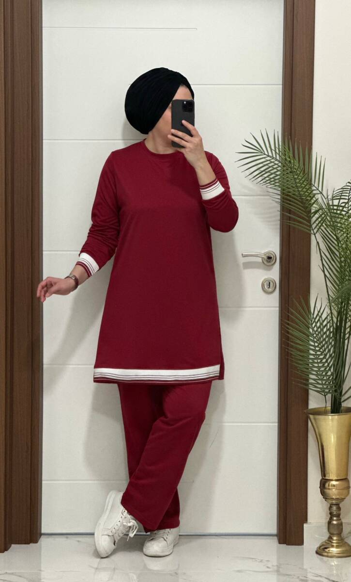 4580 K 70 BORDO RİBANALI SPOR TAKIM - 1