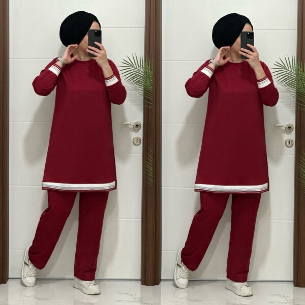 4580 K 70 BORDO RİBANALI SPOR TAKIM - 3