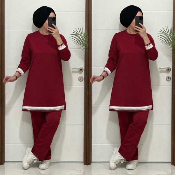 4580 K 70 BORDO RİBANALI SPOR TAKIM - 4