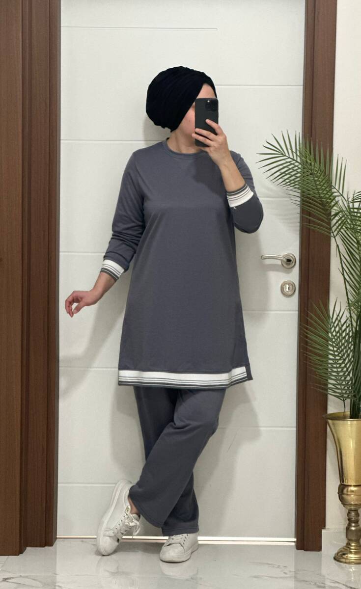 4580 K 70 GRİ RİBANALI SPOR TAKIM - 2