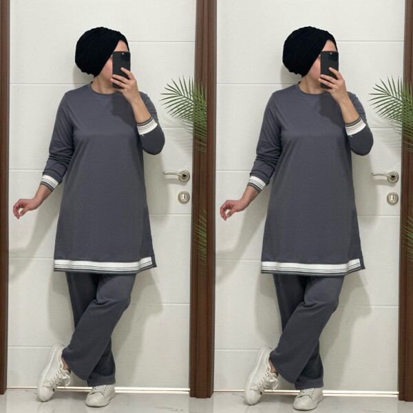 4580 K 70 GRİ RİBANALI SPOR TAKIM - 4