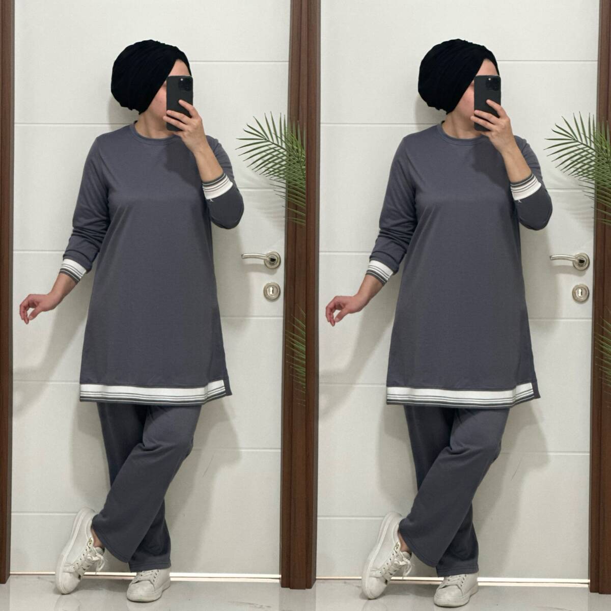 4580 K 70 GRİ RİBANALI SPOR TAKIM - 4