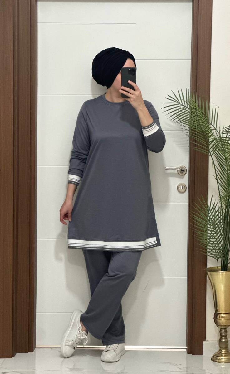 4580 K 70 GRİ RİBANALI SPOR TAKIM - 1