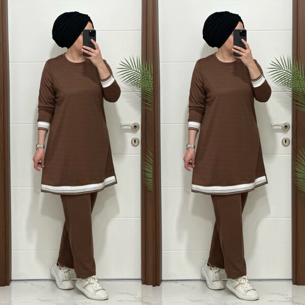 4580 K 70 KAHVE RİBANALI SPOR TAKIM - 3