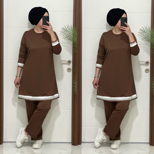 4580 K 70 KAHVE RİBANALI SPOR TAKIM - 4