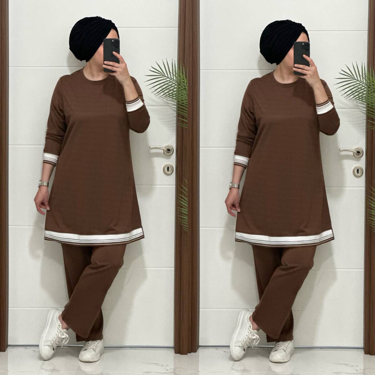 4580 K 70 KAHVE RİBANALI SPOR TAKIM - 4