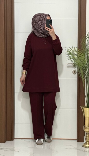 5222 K 120 BORDO ÖNÜ ÇIMALI SPOR İKİLİ TAKIM - 1