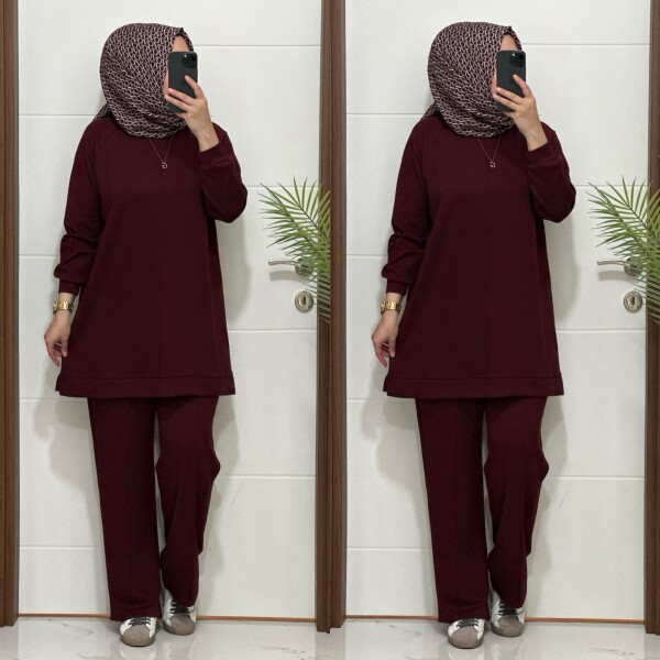 5222 K 120 BORDO ÖNÜ ÇIMALI SPOR İKİLİ TAKIM - 2