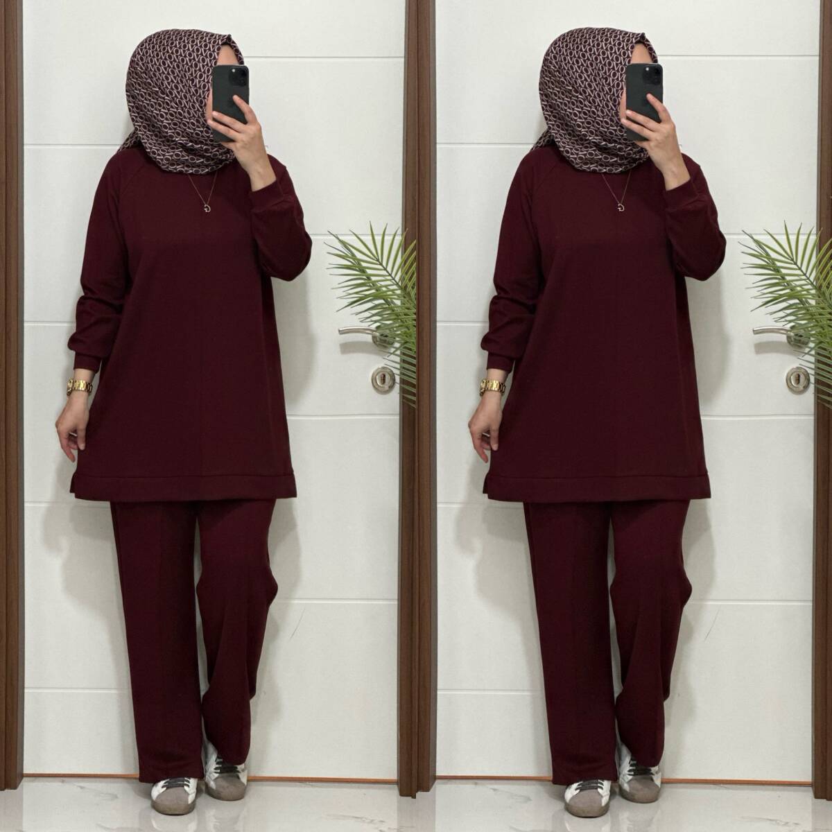 5222 K 120 BORDO ÖNÜ ÇIMALI SPOR İKİLİ TAKIM - 2