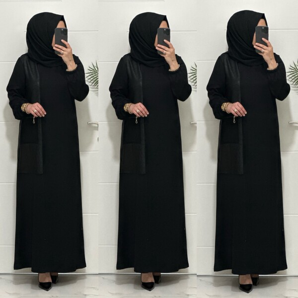 2818 K 160 SİYAH YENİ SEZON FİLE CEPLİ OYSHO ELBİSE - 4