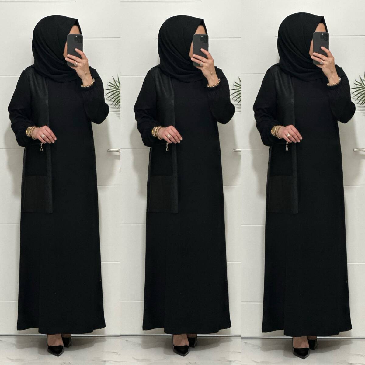 2818 K 160 SİYAH YENİ SEZON FİLE CEPLİ OYSHO ELBİSE - 4