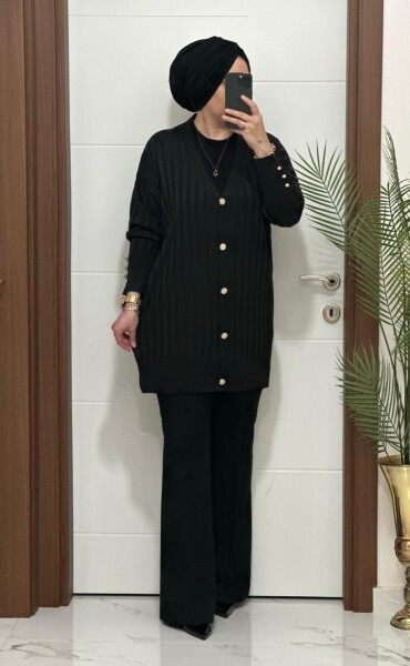 3311 K 50 SİYAH PINAR TRİKO HIRKA - MODA ALMİRA