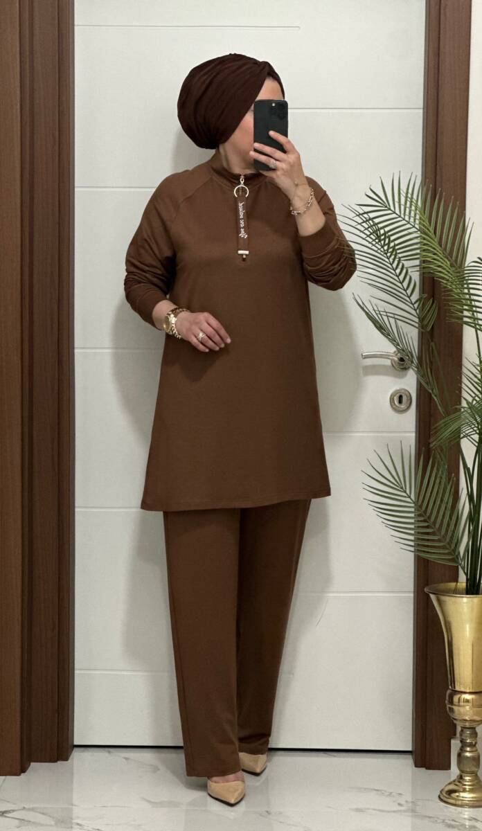 5225 K 120 KAHVERENK FERMUARLI YAZILI İKİLİ TAKIM - 2