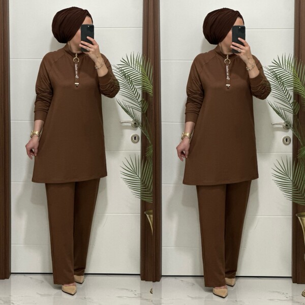 5225 K 120 KAHVERENK FERMUARLI YAZILI İKİLİ TAKIM - 3