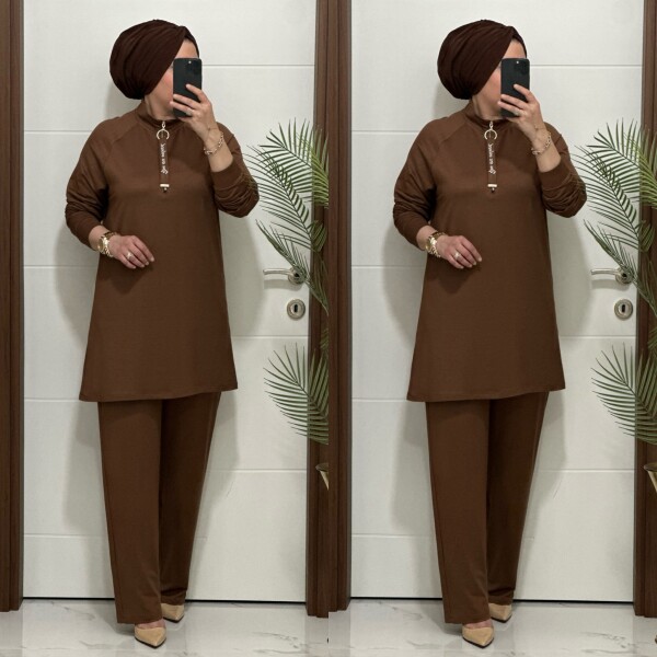 5225 K 120 KAHVERENK FERMUARLI YAZILI İKİLİ TAKIM - 4