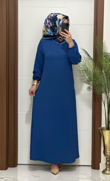6211 İNDİGO K 110 YENİ SEZON ÖNÜ TAŞLI AYROBİN NERGİZ ELBİSE - MODA ALMİRA
