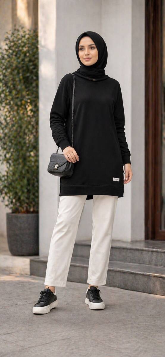 6801 K 60 SİYAH SPOR TUNİK - 1