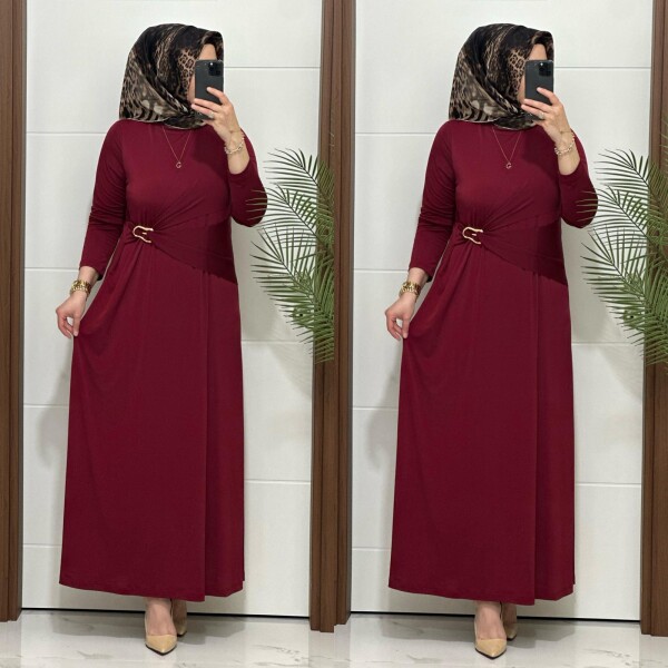 6621 K 170 BORDO BEL TOKALI SANDY ELBİSE - 3