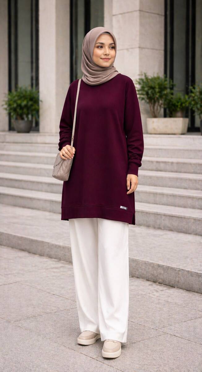 6801 K 60 BORDO SPOR TUNİK - 1