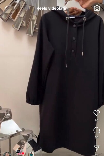 2222 K40 SİYAH AYSE AKAY KAPSONLU TUNİK - MODA ALMİRA