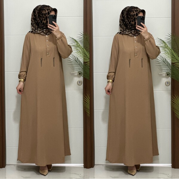 5858 K-80 CAMEL GÜLAY ELBİSE - 2