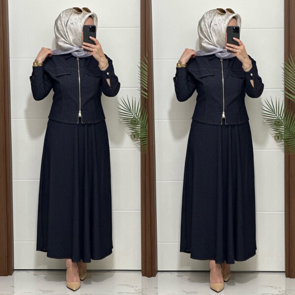 8705 K 220 MAVİ CEKET ETEK LAL TAKIM - 3