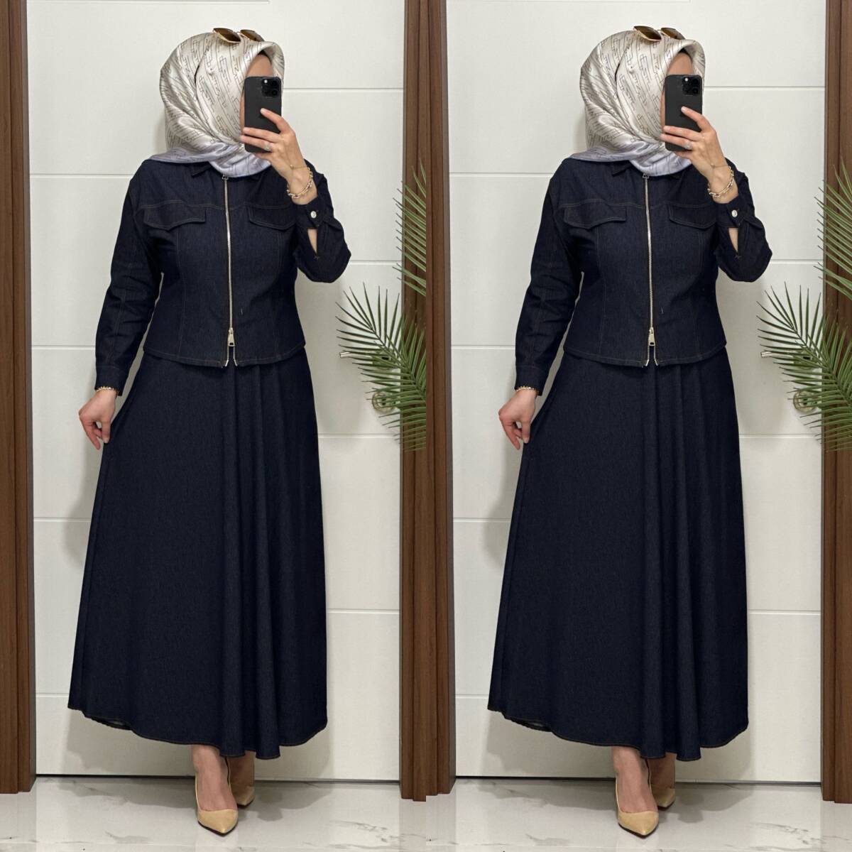 8705 K 220 MAVİ CEKET ETEK LAL TAKIM - 4