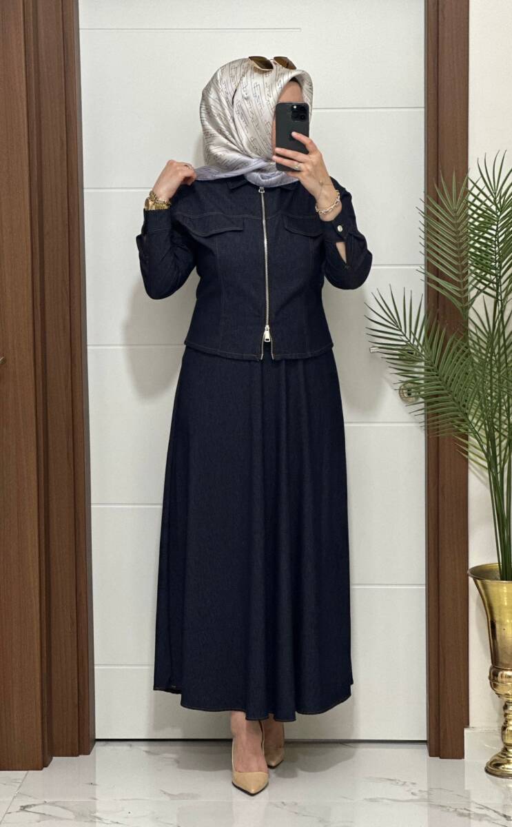 8705 K 220 MAVİ CEKET ETEK LAL TAKIM - 2