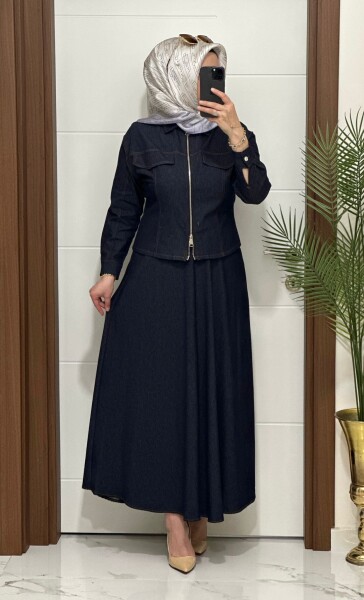 8705 K 220 MAVİ CEKET ETEK LAL TAKIM - MODA ALMİRA