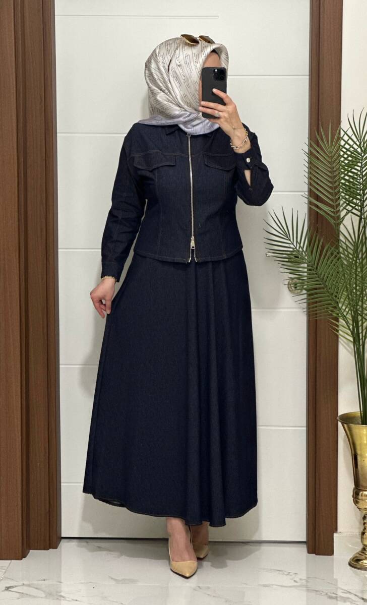 8705 K 220 MAVİ CEKET ETEK LAL TAKIM - 1