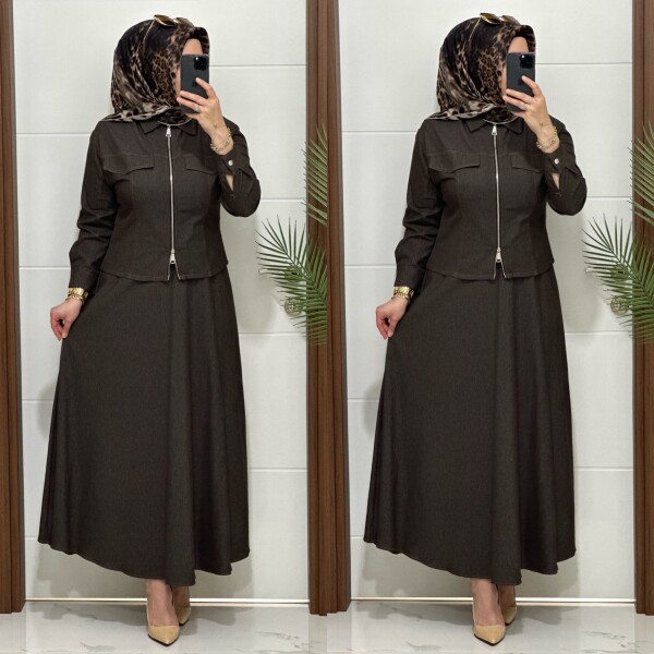 8705 K 220 KAHVERENK CEKET ETEK LAL TAKIM - 3