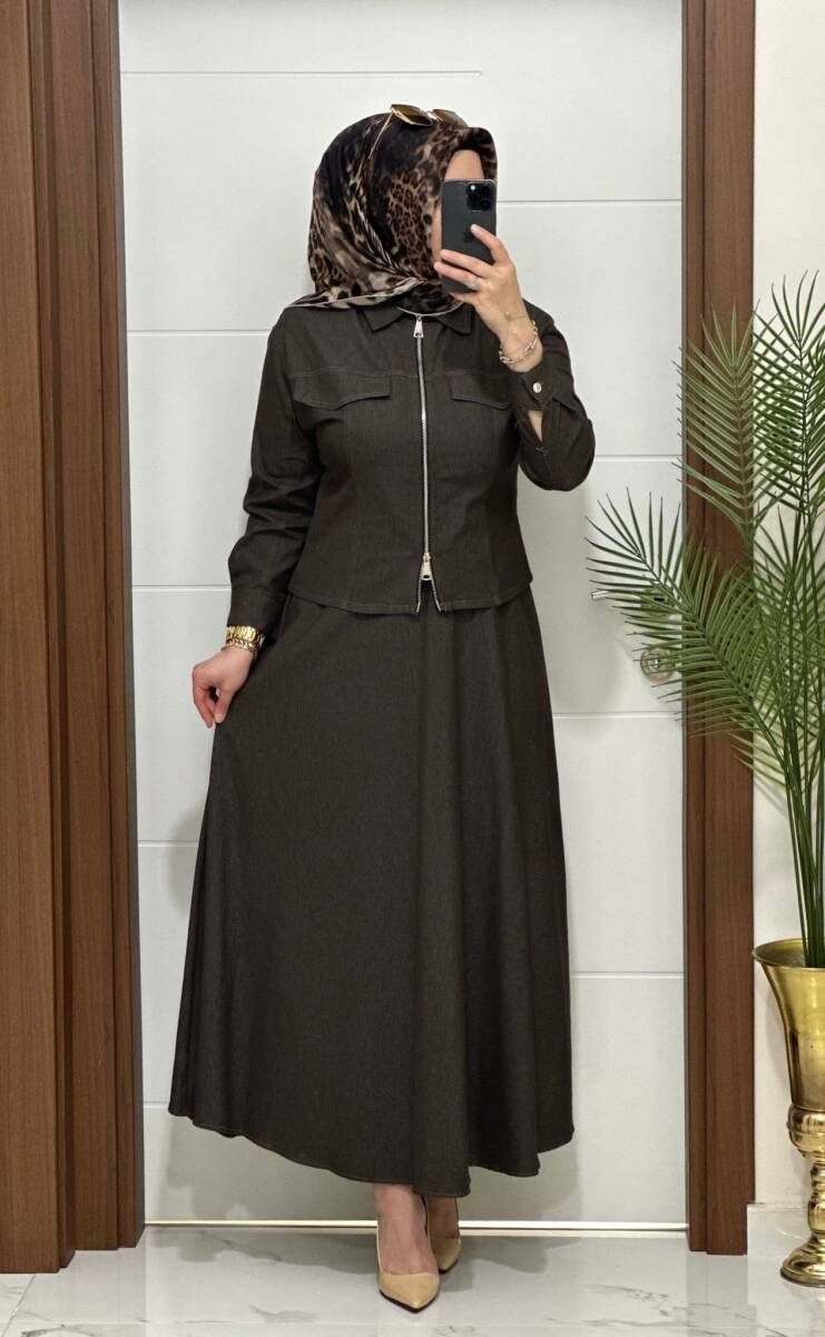 8705 K 220 KAHVERENK CEKET ETEK LAL TAKIM - 1