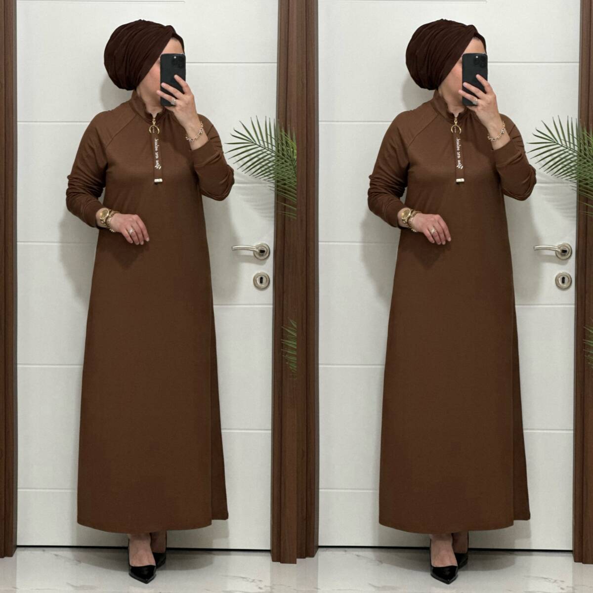 9835 K 150 KAHVE SPOR ELBİSE - 3