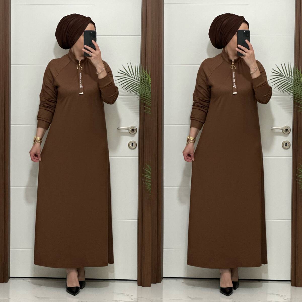 9835 K 150 KAHVE SPOR ELBİSE - 4