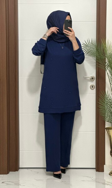 9867 K İNDİGO TAŞLI MODAL TAKIM - MODA ALMİRA