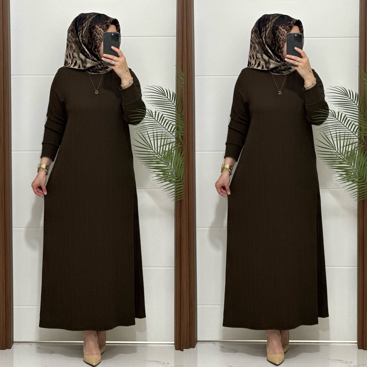F13 K 90 KAHVE NADİDE ELBİSE - 3