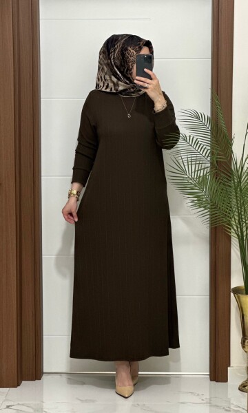 F13 K 90 KAHVE NADİDE ELBİSE - MODA ALMİRA